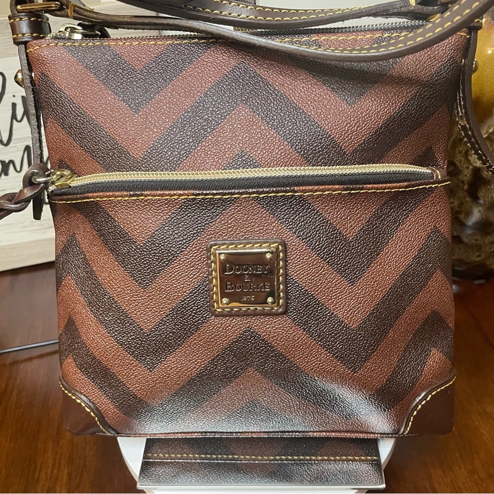 Dooney & Bourke Brown Chevron Crossbody